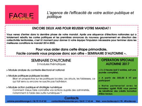 Séminaire d'automne élus Facile conseils